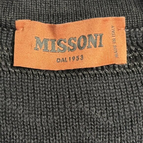 Vintage Missoni Black Zig Zag Chevron Open Front Cardigan Sweater Size 6 - Picture 12 of 15